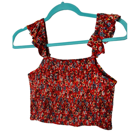 New BOG Collective Short Set in Orange Red Multicolored Floral Size Medium - Picture 2 of 6